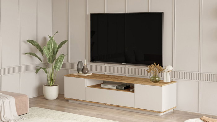 Hanah Home Ave7-Aka Soporte para TV Pino Atlántico y Cashmere Hanah Home Ave7-Aka Soporte para TV Pino Atlántico y Cashmere
